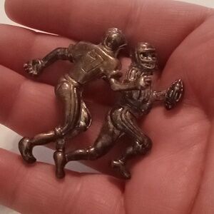 #1054. Vintage BEST Silver Toned Football Brooch Or Pendant